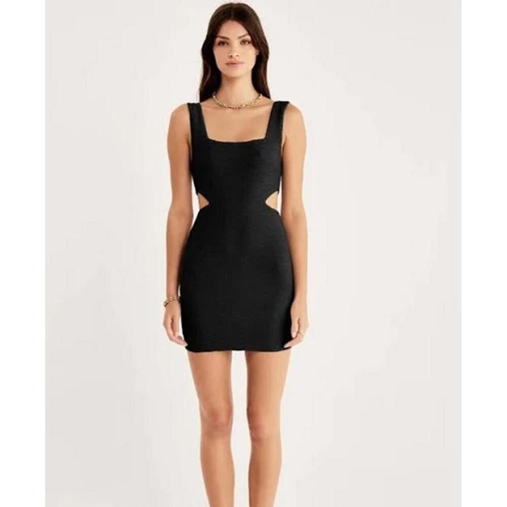 NWT! Rumer Rosa Square Neck Mini Dress - Black XS - Picture 1 of 5